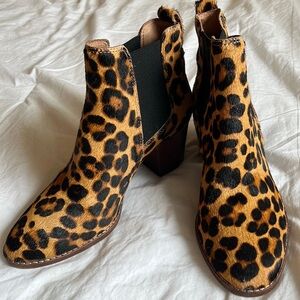 MADEWELL Ankle Booties Boots Leopard Animal Sz 8 Calf Hair SO CUTE CHIC
